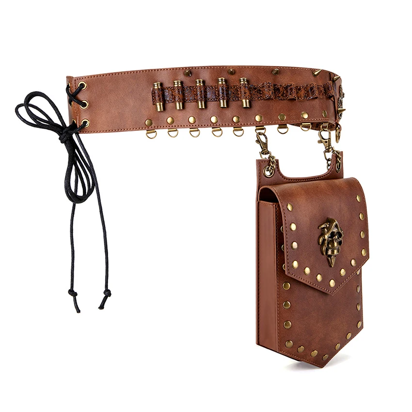 Steampunk Industrial Belt Bag for Women Waist Medieval Vintage Gothic Hip Porter Fanny Pack Halloween Side Cell Phone Thigh Bag