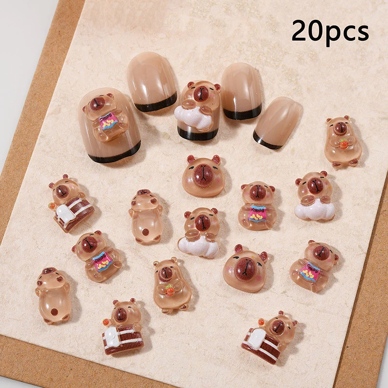 Cute Capybara Nail patch fai da te resina accessori per gioielli per unghie Cartoon Nail Sticker decorazione ornamento Manicure per ragazze regalo