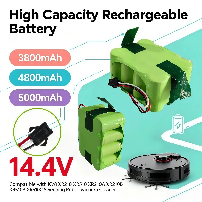 KV8 Robot Vacuum Replacement Battery 14.4V Ni‑MH SC 3800mAh 4800mAh 5800mAh For XR210A XR210B XR510C
