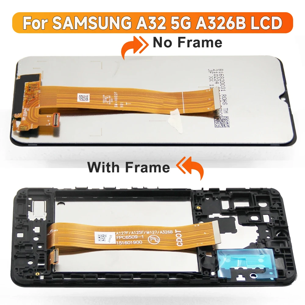 AMOLED Screen for Samsung Galaxy A32 A325 A325F Lcd Display Digital Touch Screen with Frame for Samsung Galaxy A32 5G A326