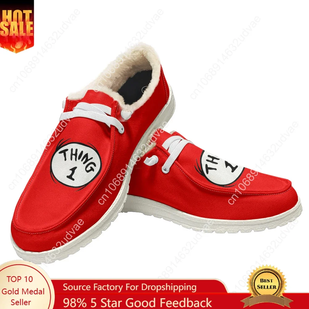

Плюшевая повседневная обувь Thing 1 Thing 2, обувь на плоской подошве, мужская и женская дышащая повседневная уличная легкая обувь, пара обуви на заказ