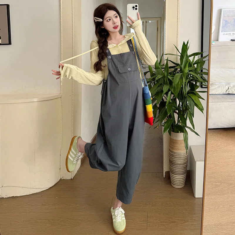 妊娠中の女性のための韓国スタイルのカジュアルなシンプルなダンガリー,マタニティジャンプスーツ,妊娠中のビブパンツスーツ,ブラウスセット,新しい,2022