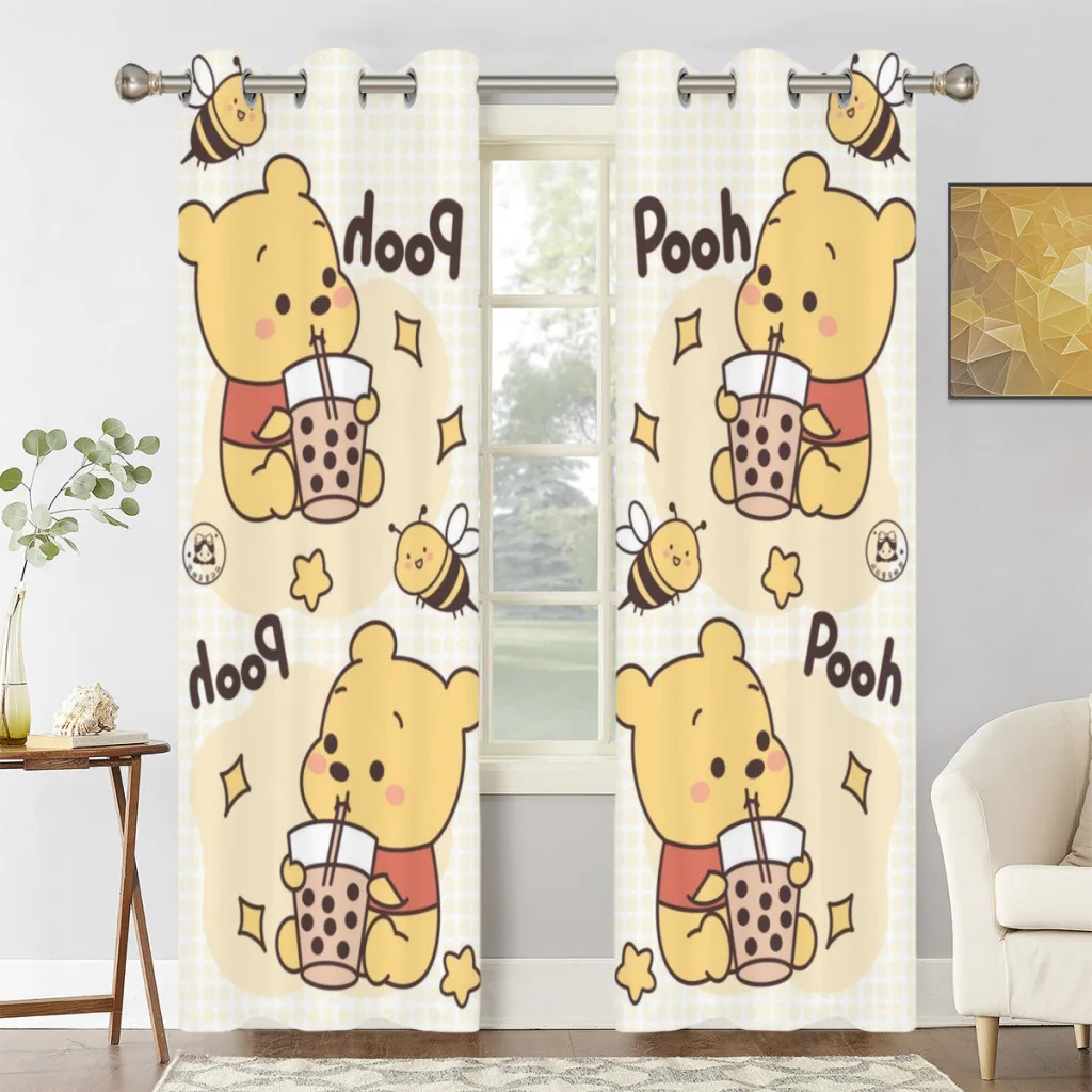 Winnie The Pooh And The Wind Blows Blackout Curtains  for Bedroom Thermal Window Treatment Curtain 2 PC 