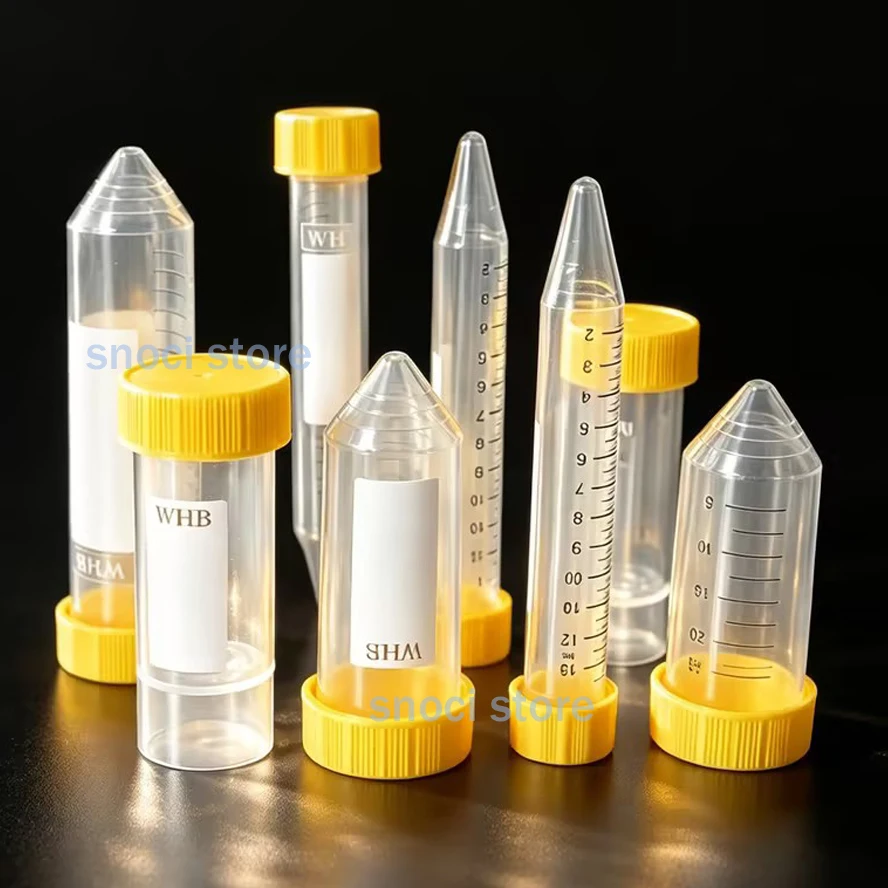 1.5ml ~ 25ml Sterile Plastic Screw Cap Sharp Bottom Centrifuge Test Tube with Scale Free-standing Centrifugal Tubes Laboratory
