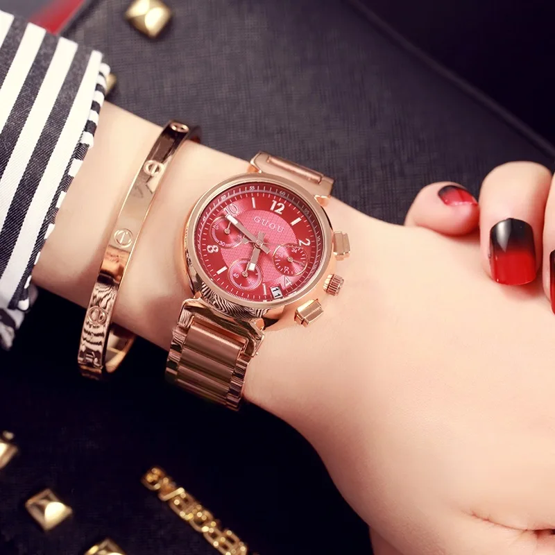 New Stylish And Trendy Women'S Watch, Korean Style Multi-Functional Stainless Steel Quartz Watch For Women, Unique Timepiece.