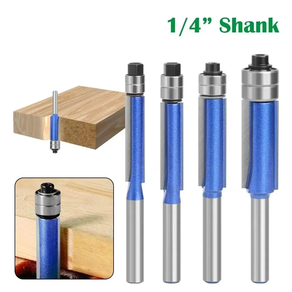 

1PC 6MM 6.35MM Shank Milling Cutter Double Bearing Flush Trim Bit Router Bit Woodworking Milling Cutter for Wood Bit Face Mill