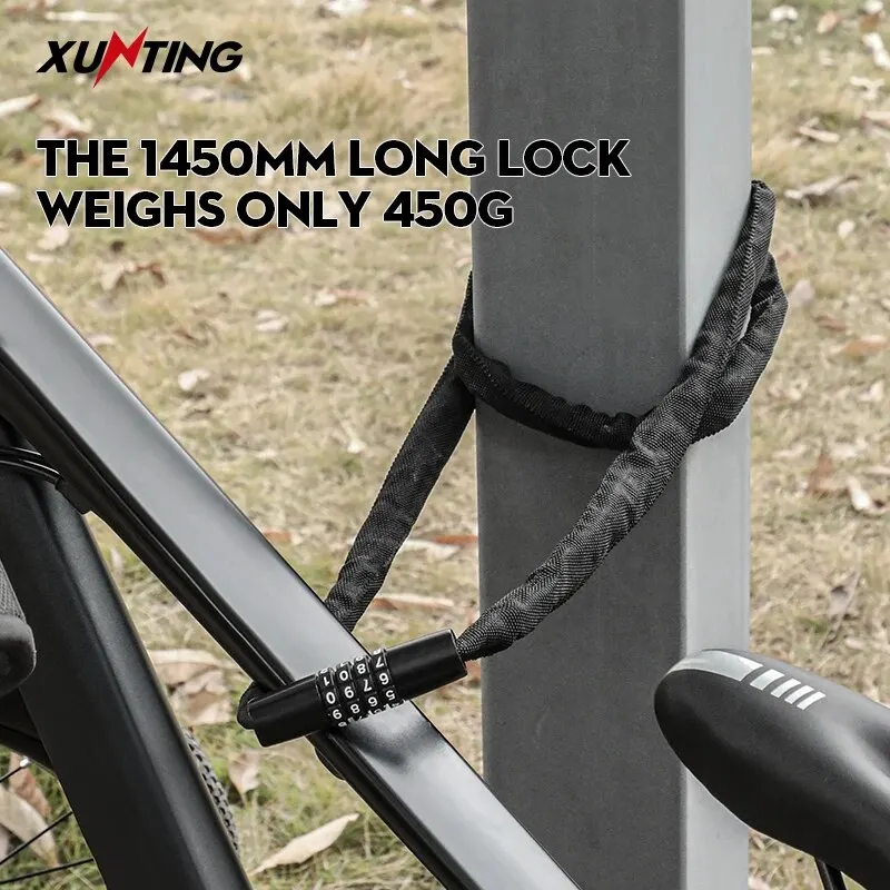 Xunting Bike Lock 4 Digit Code Combination Security Lock 77cm for Bicycle Equipment MTB Anti-theft Lock Mount Bike Accessories