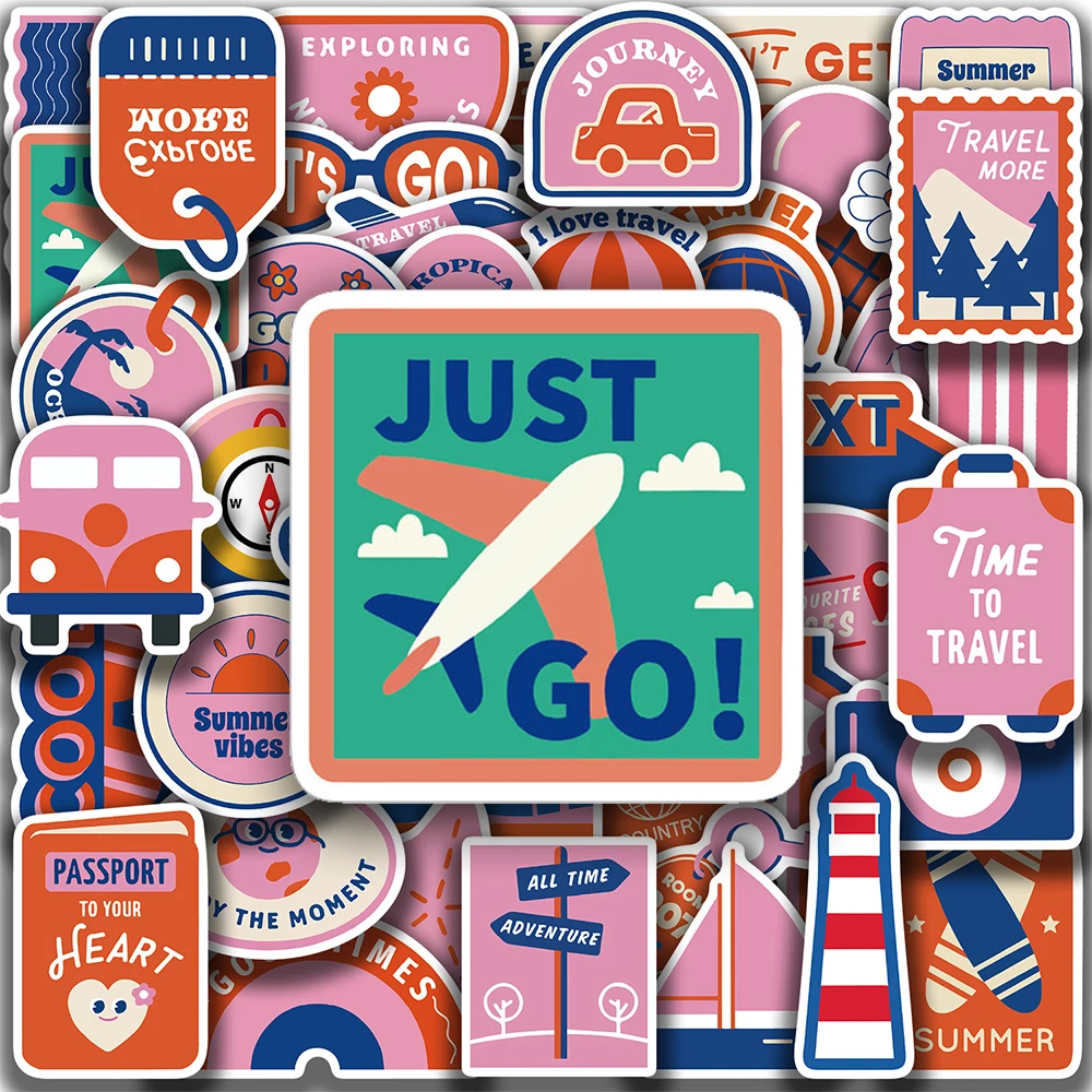 

10/30/50pcs Funny Cute Pink Travel Cartoon Stickers Aesthetic Graffiti Decals Motorcycle Luggage Laptop Waterproof Sticker Decor