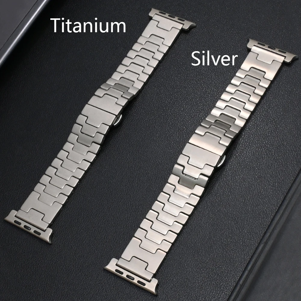 Titanium Band for Apple Watch 49mm 46mm 45mm 44mm Grand H Metal Strap for Series 10 9 8 7 6 5 4 SE Ultra Watchband Bracelet