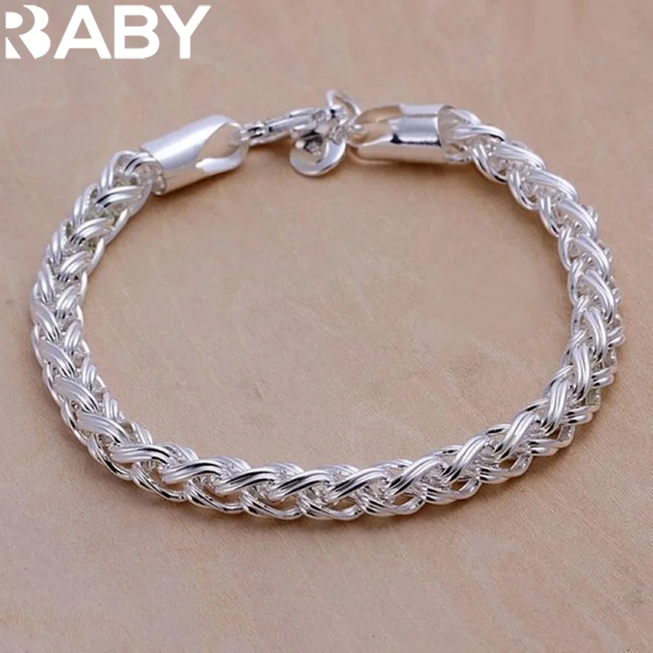 

Wholesale 925 Sterling Silver Bracelets Jewelry chain women lady men 6mm 4MM high quality valentine gift beautiful factory price