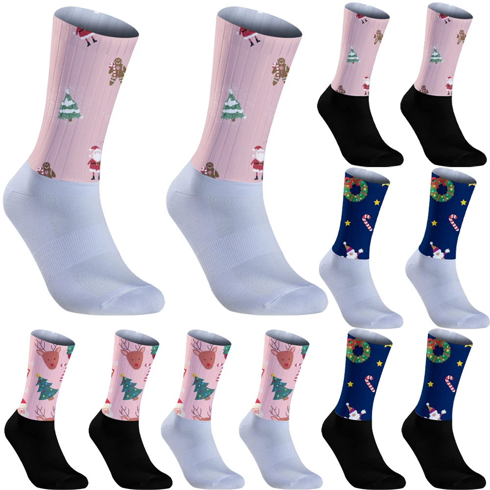 

Christmas cycling socks Cycling Socks Antislip Bike Bicycle Racing MITI Breathable Socks