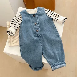 Infant Kids Baby Boys Girls Long Sleeve Stripe T-shirt + Cowboy Pants Clothing Sets Baby Girls Boys Children's Clothes Suit