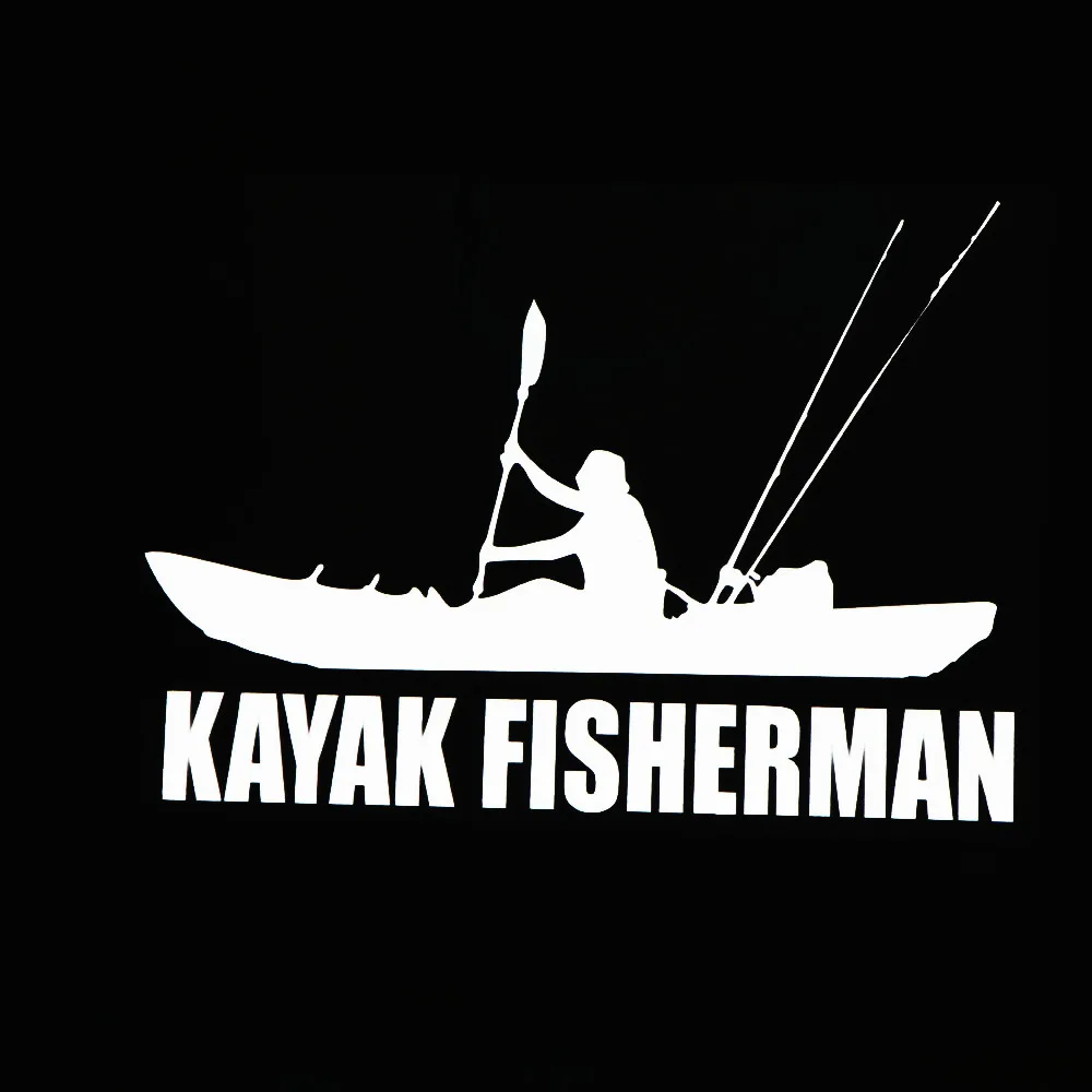 jpct kayak fisherman art decal for truck, body, decorative windows, PVC waterproof polyethylene sticker, 23cmx19cm