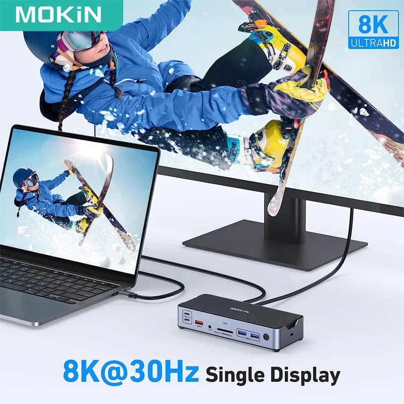 Mokin15 in 1 USBcドッキングステーション8k30 hz hdmiポート3モニターUSB 3.1 w pd sd & tf USB cラップトップ用ドックmacbook lenovo pc