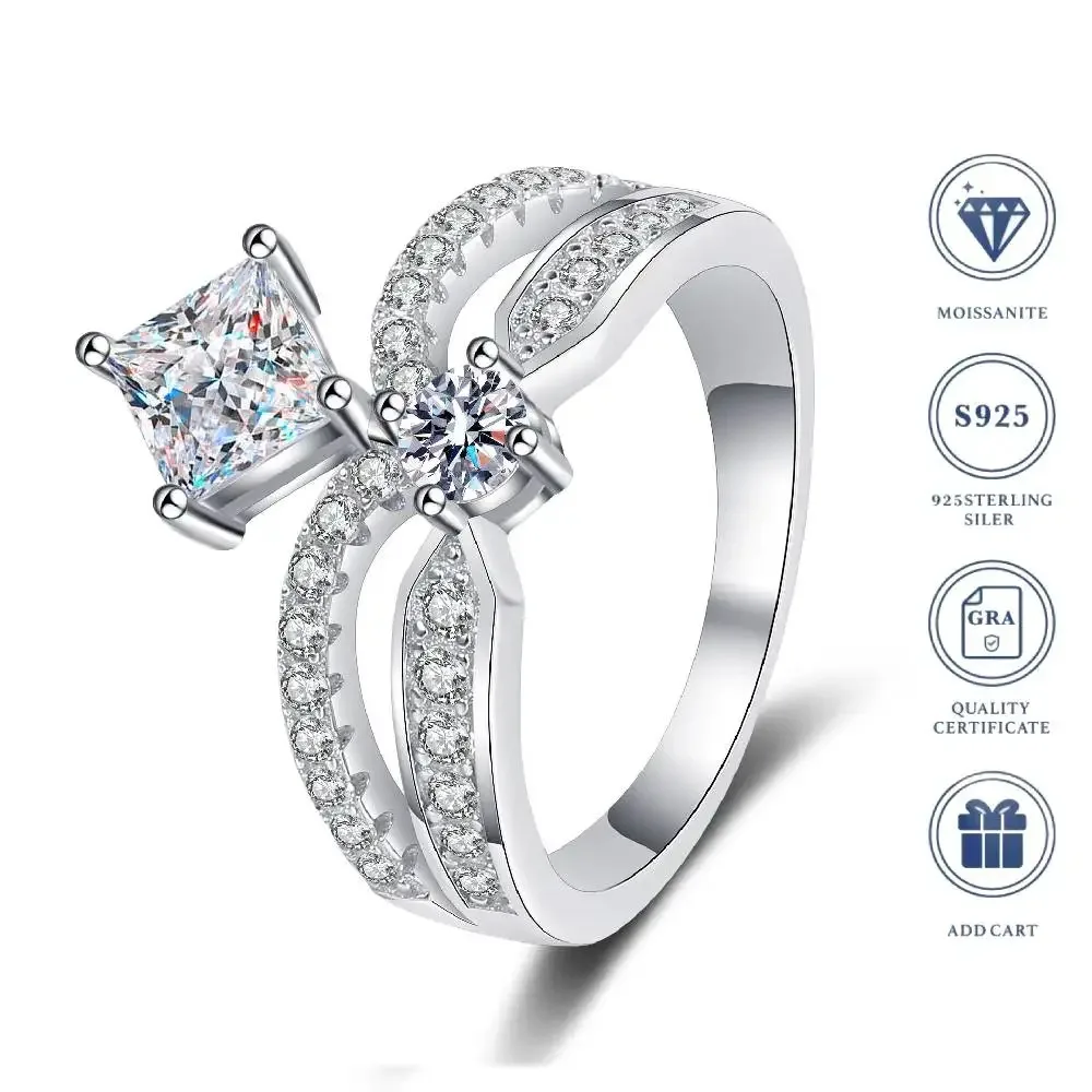 

Luxury 1.3 Carat D Color Moissanite Diamond S925 Sterling Silver Halo Engagement Wedding Ring Set Women Fine Jewelry