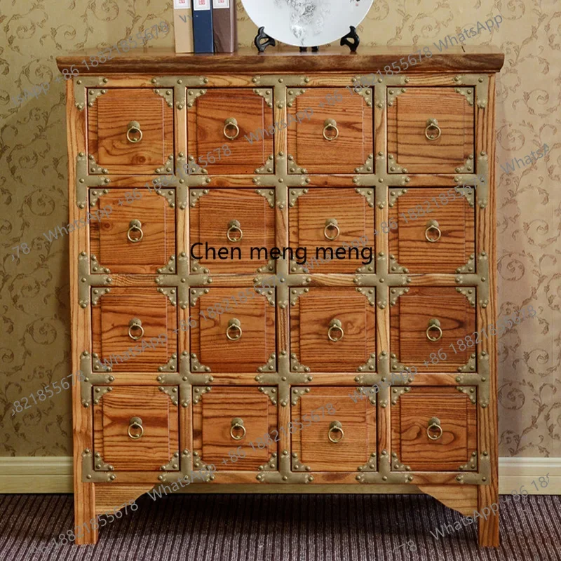 

Solid wood, multi-grid, drawers, storage, living room, home entry integrated cabinet