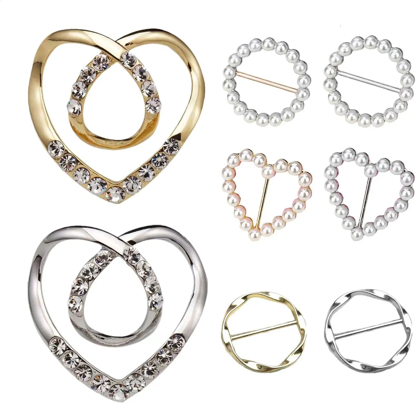 4pcs Metal Ring Waist Button Scarf Button Girl Fashion Corner Hem Waist Knotted Brooches Women T-shirt Fixed Buckle Decor
