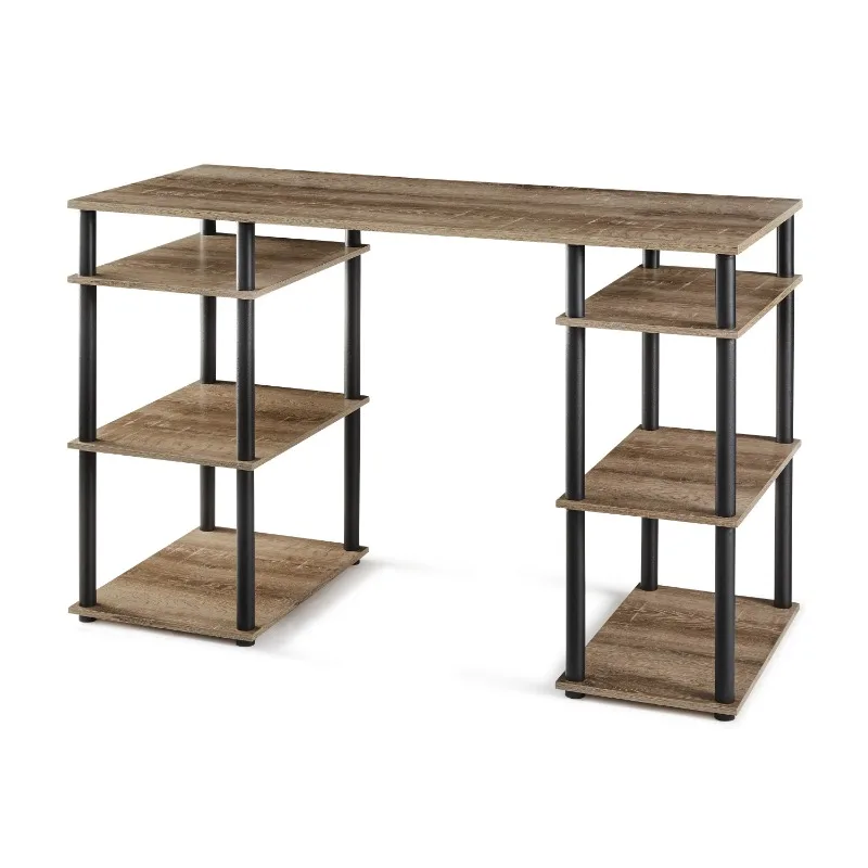 

No Tools Computer Desk, Rustic Brown，Small footprint ，Easy assembly，20.00 x 47.64 x 29.80