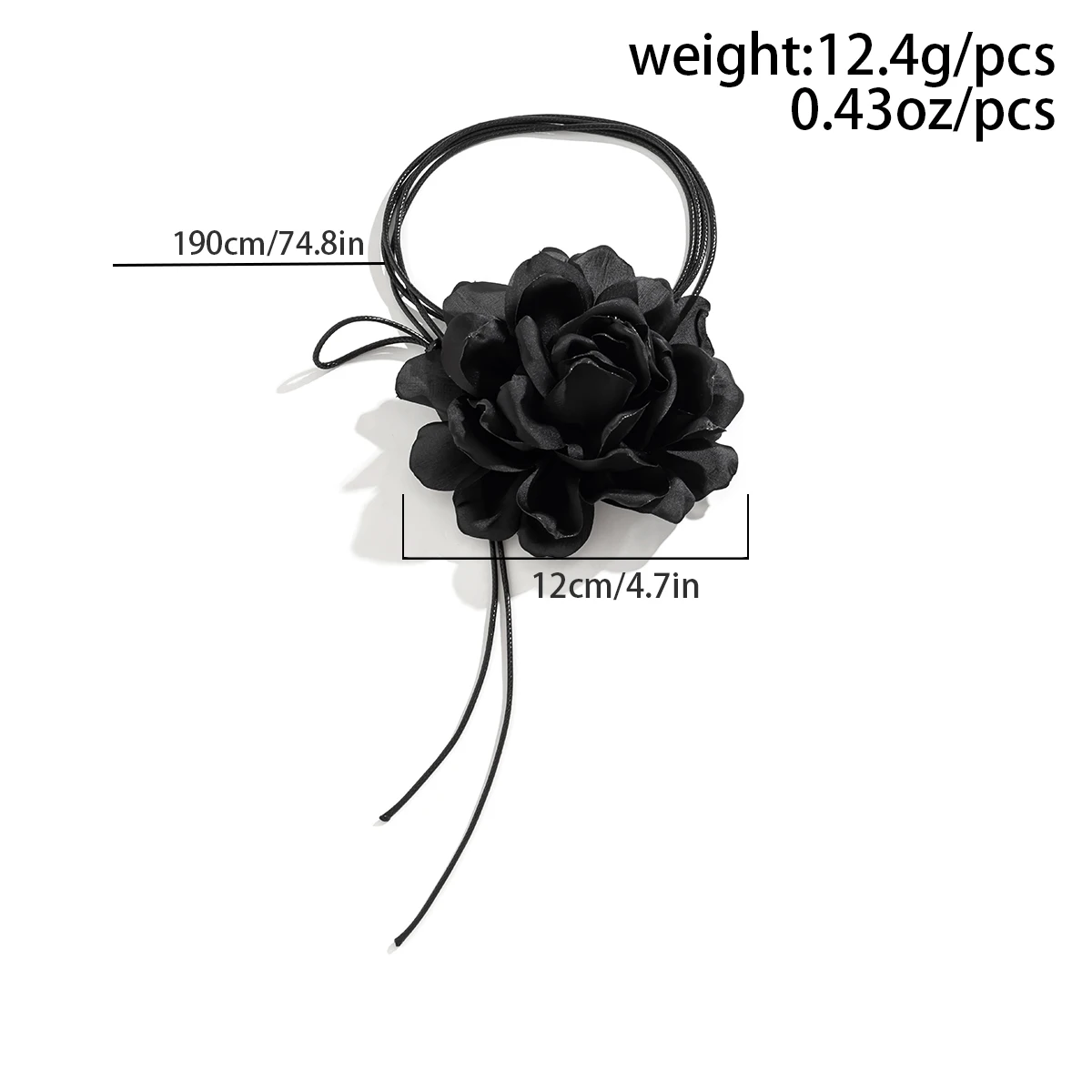 Ingemark Exaggerated Elegant Big Rose Flower Clavicle Chain Necklace Women Kpop Adjustable Bowknot Rope Choker Y2K Accessories