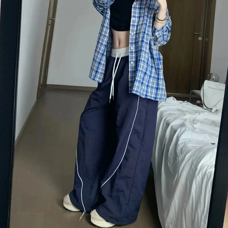 

MEXZT Y2K Striped Sweatpants Women Streetwear Oversized Baggy Joggers Harajuku Patchwork Wide Leg Pants Summer Korean Trousers