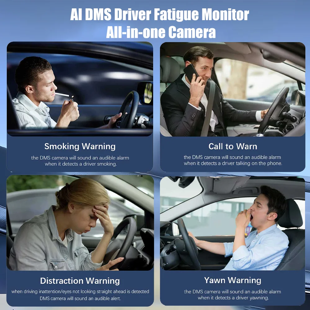 720p HD Driver Behavior & Fatigue Monitoring Camera (DMS) Custom Language & Interface Custom Driver Alert System for Truck & Bus