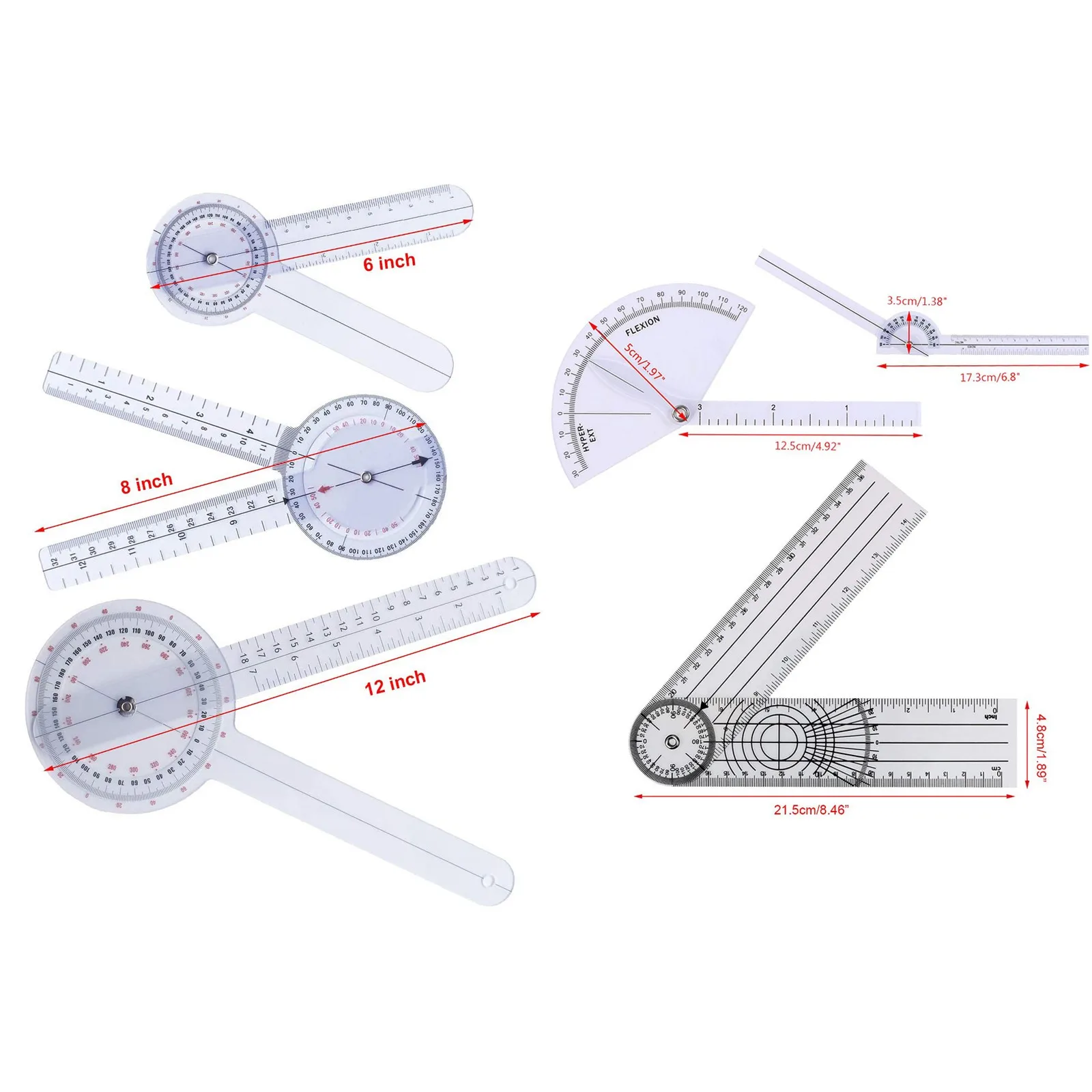 

Joint Range Of Motion Protractors Multi-Ruler Spinal Finger Goniometer Angle Medical Spinal Ruler 180/360 Degree Measuring Tool