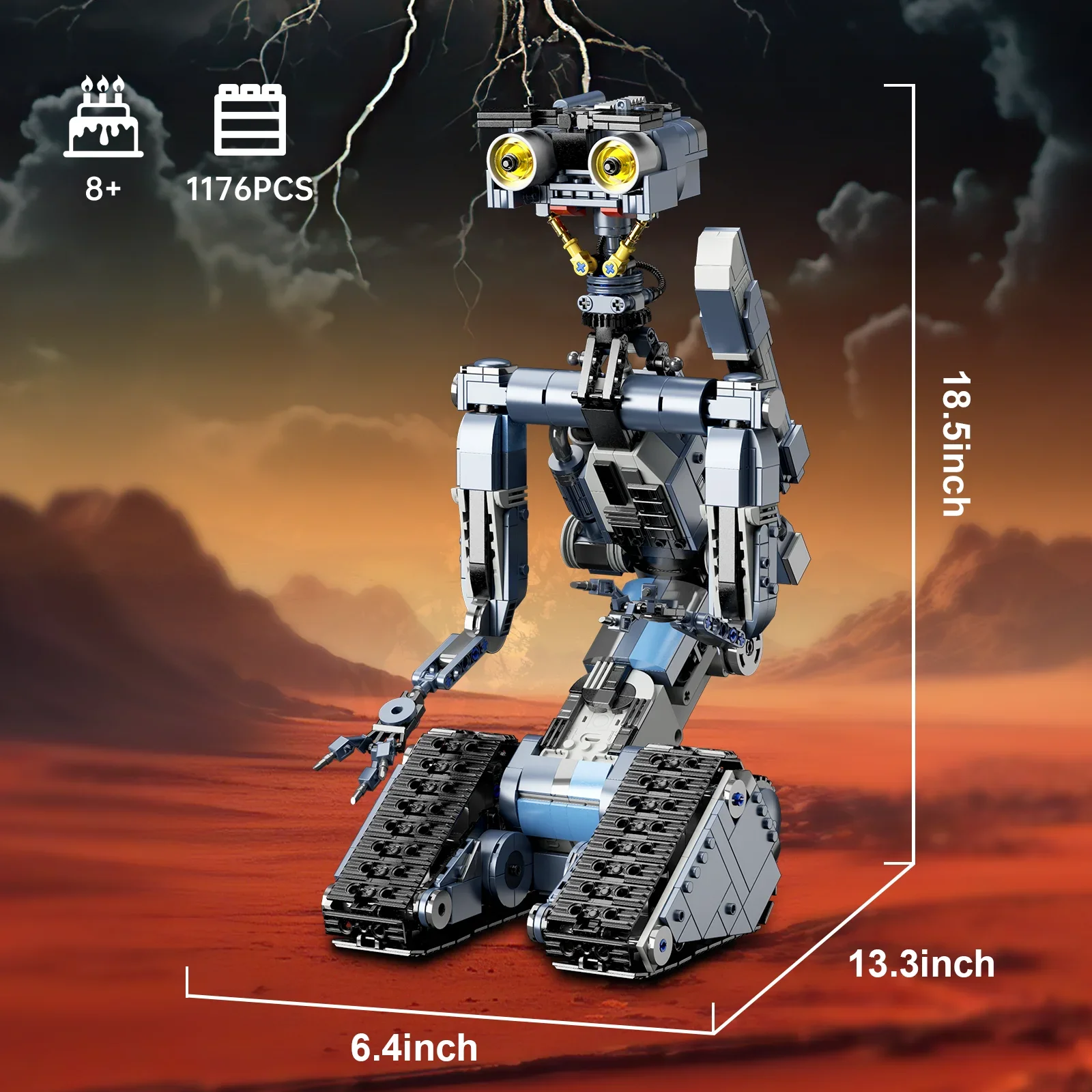 1176PCS Shorts Circuit Johnny 5 Robot Building Block Set With Motor Bricks Johnny Five Paper Instruction Toys Chidlren Gifts