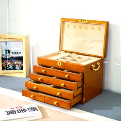 Wooden Jewelry Box with Drawers Four Layers Jewelry Box Multi Functional with Lock Storage Boxes and Organizers Holiday Gifts