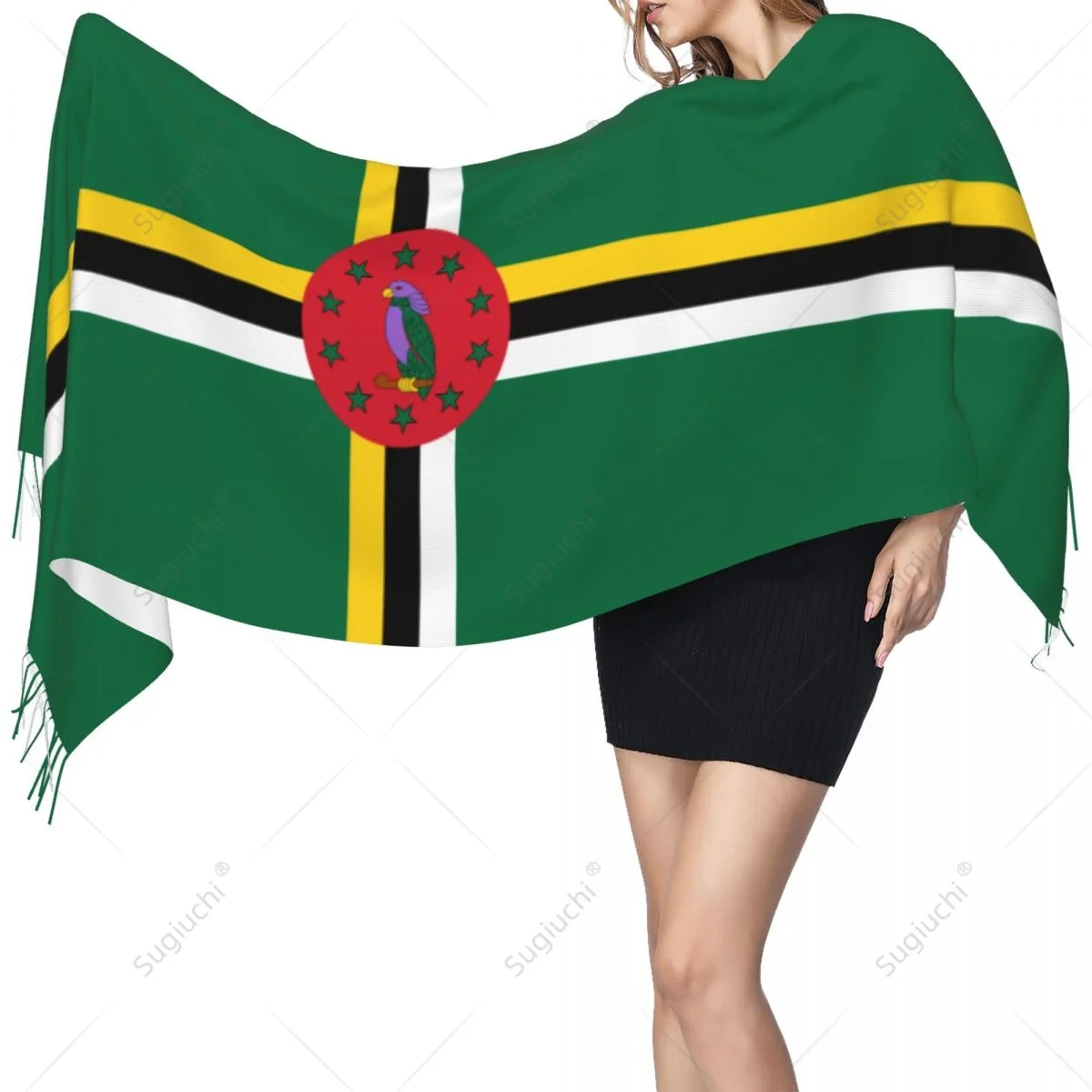 

Dominica Flag Dominican Scarf Pashmina Warm Scarves Shawl Wrap Hijab Spring Winter Multifunction Unisex