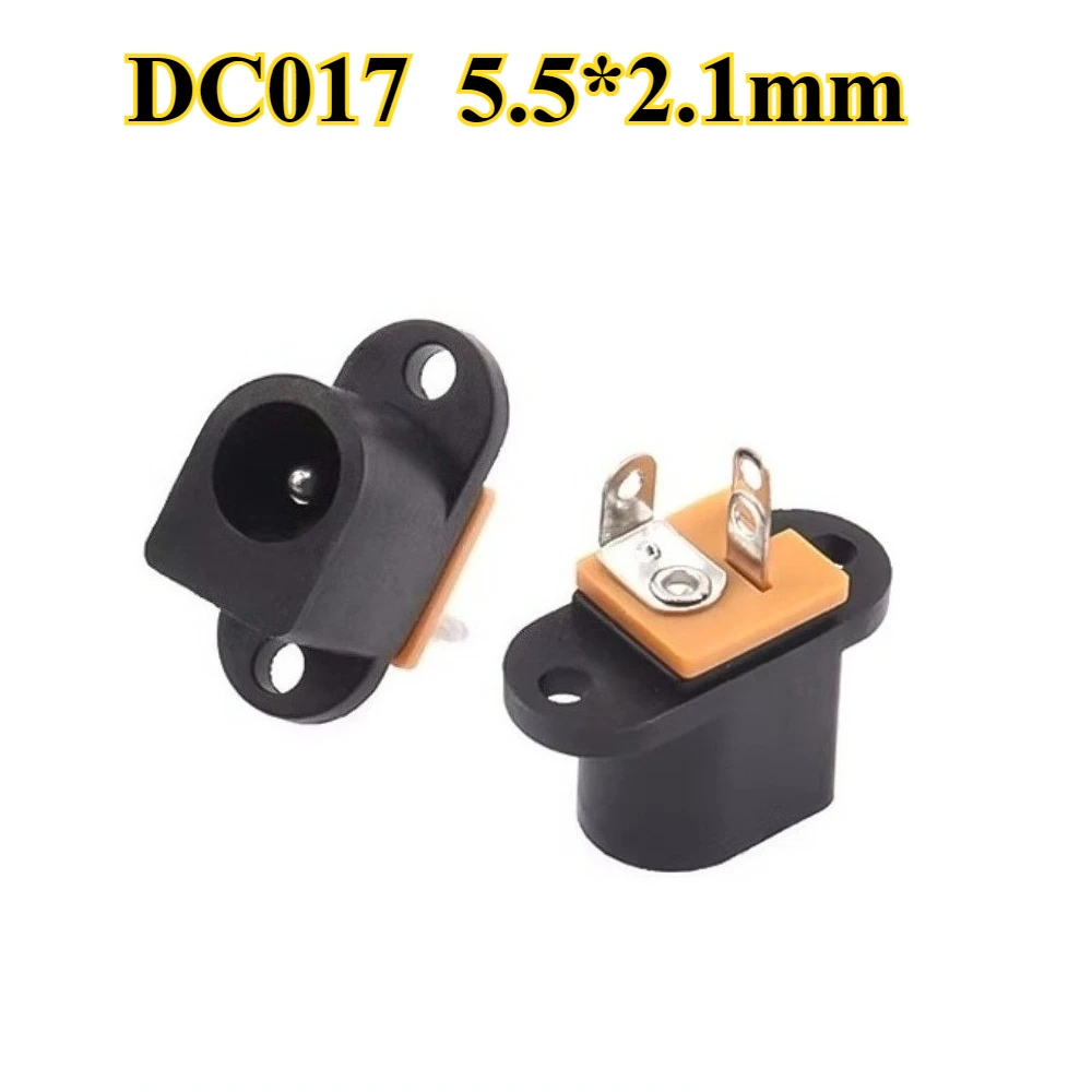 100Pcs/lot DC017 DC Female Power Socket 5.5*2.1mm 5.5*2.5mm With Ear Screw Hole dc-017 DC Socket Adapter Connector Jack