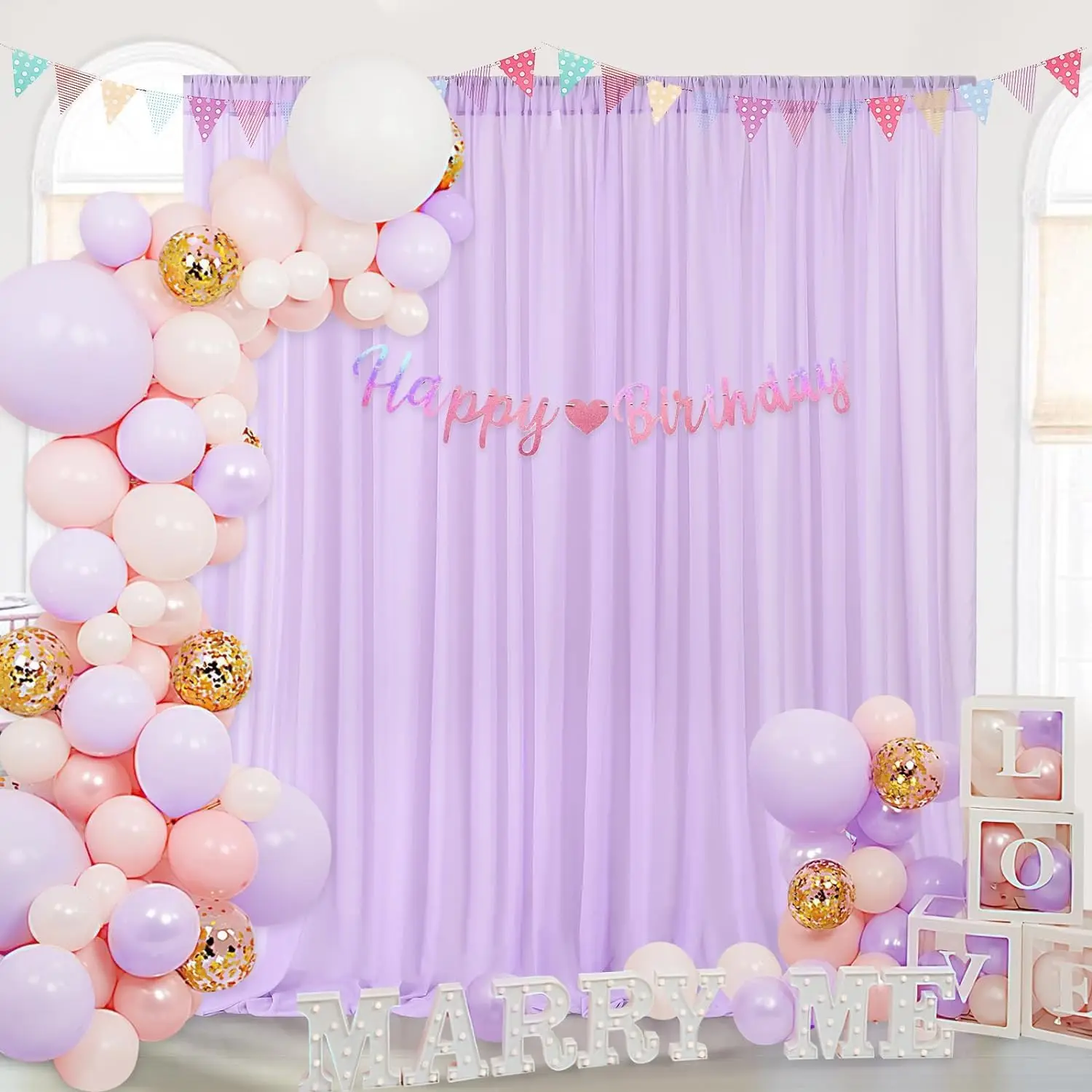 

30ft x 10ft Curtains Backdrop Curtains for Parties Light Purple Background Curtains Drapes Wedding Curtains Stage Curtains Rod P