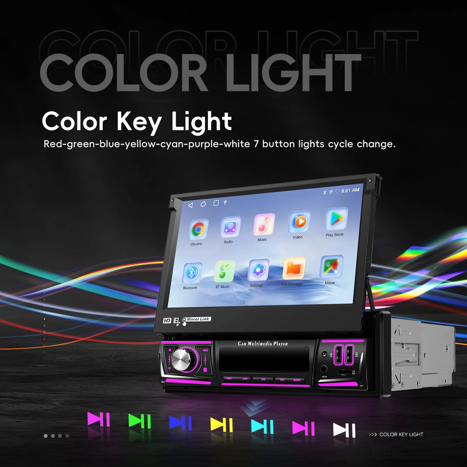 Podofo 2+64G Intelligentes Autosystem 1 Din Kabelloses Carplay Android Auto 7'' Auto-Multimediaplayer mit WLAN GPS Rückfahrkamera-Unterstützung – Detail 17