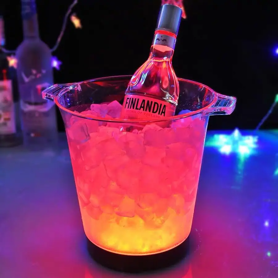 2L 5L Ice Bucket LED Light Unbreakable PS/ABS Creative Bar Ktv Luminous Wine Rack Red Champagne Cocktail Iced Barrel