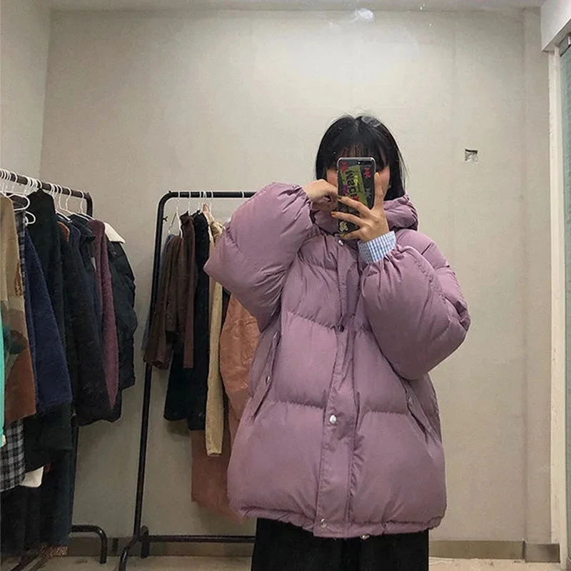 

Coat Woman Winter 2023 New Outerwear Hooded Loose Cotton Padded Parka Warm Short Jackets Top Korean Clothing Female Streetwear