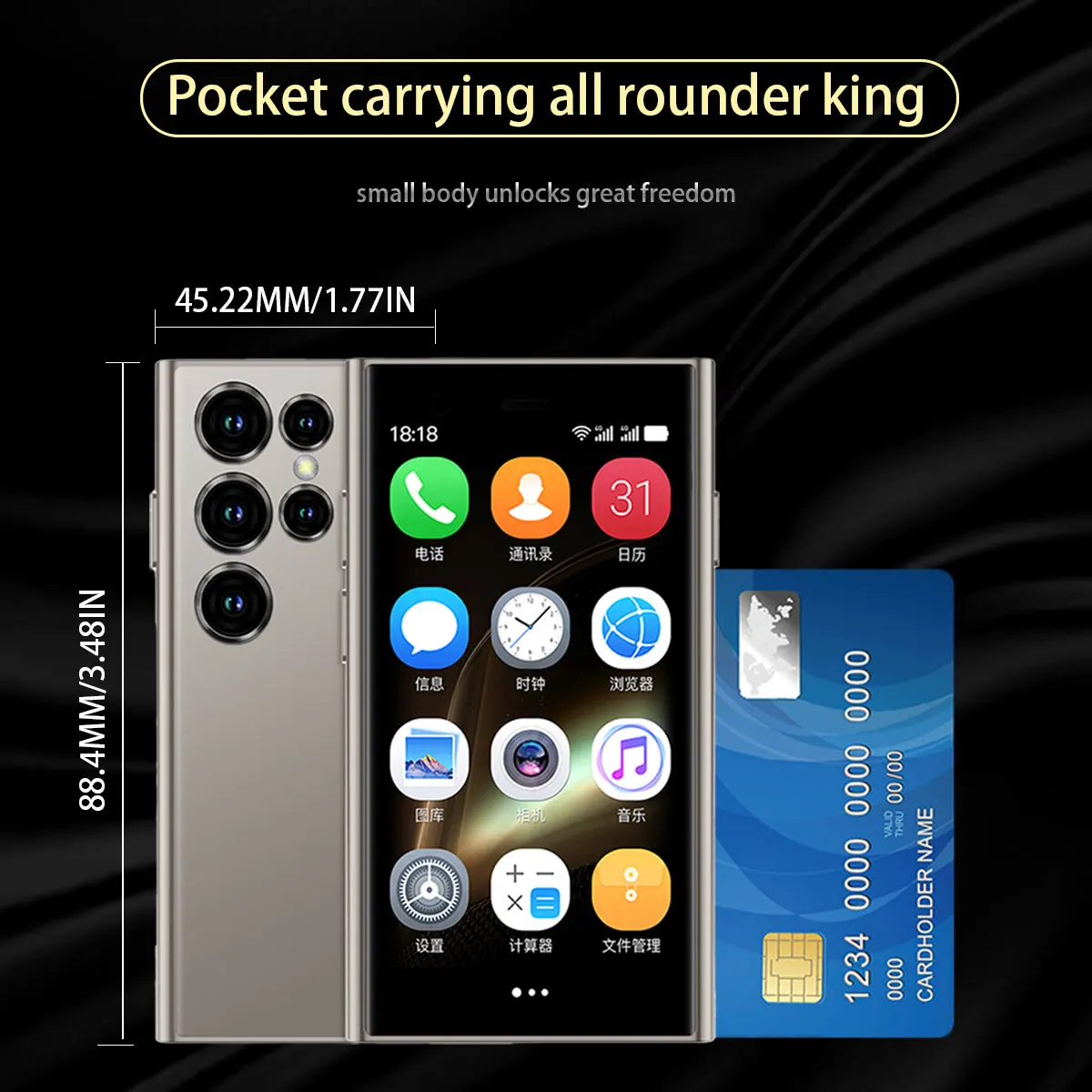 New 2025 ONEMYTH S23 Pro Mini Smartphone 3.0-inch Display 16GB HD Dual Camera Dual SIM Quad Core Small Phone