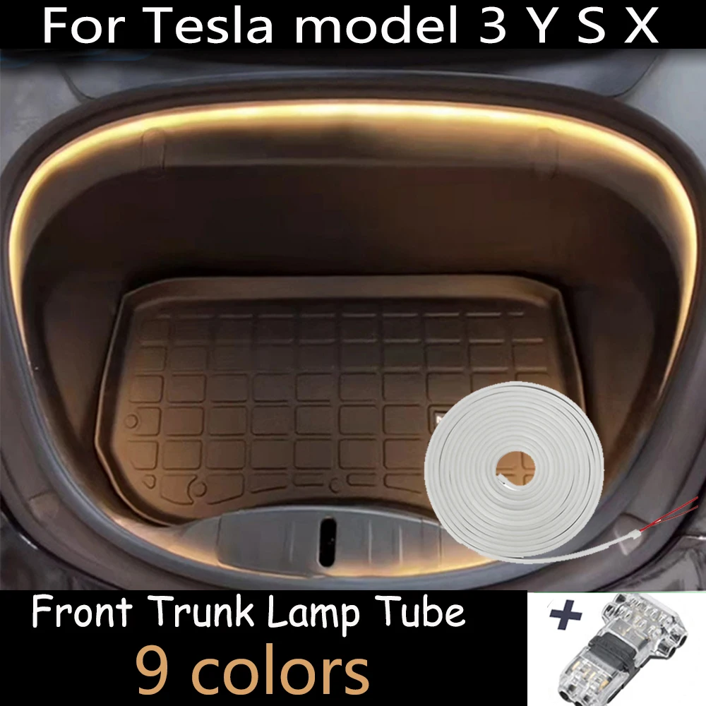 LED Car Front Trunk Light Strip Easy Install Neon Lamp Waterproof Flexible Auto Modified Lighting for Tesla Model 3 Model Y S X