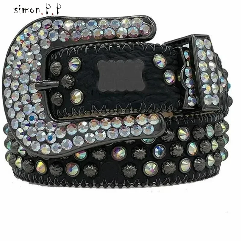 Red Designer Belt Simon Mens Belt for Women Waistband Belt Shiny Diamond Belts White Multicolour with Bling Rhinestones As Gift