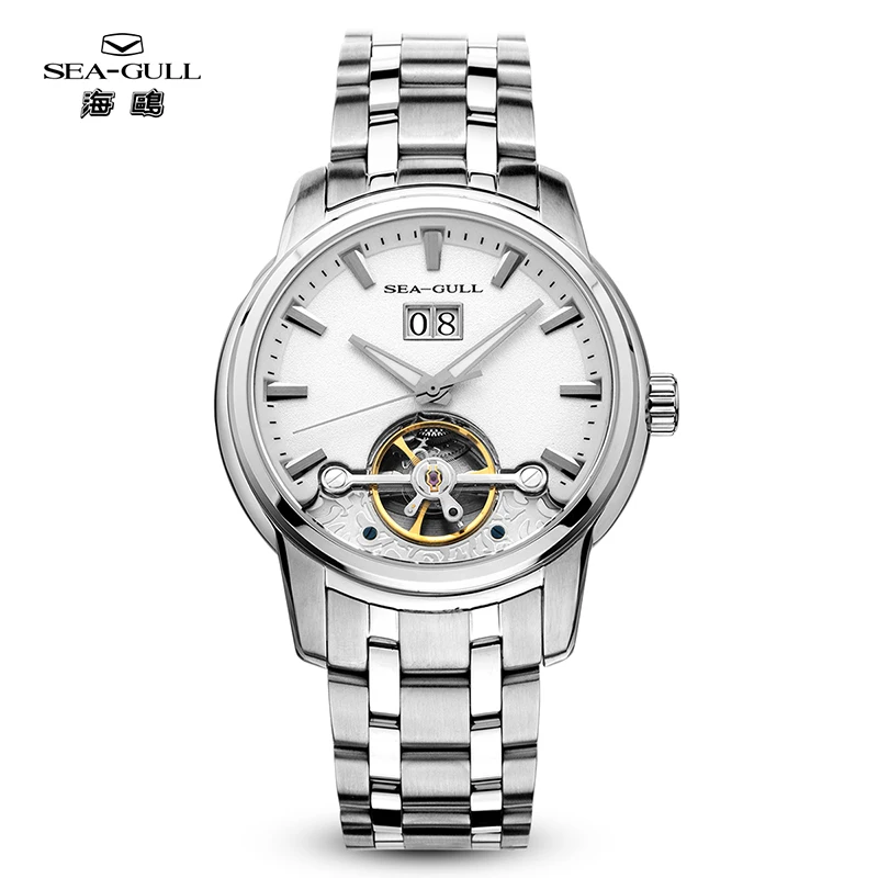 Seagull Flywheel Series Men's Mechanical Watch Business Dress Watch Sapphire Glass Luminous Hands Calendar Display 816.409