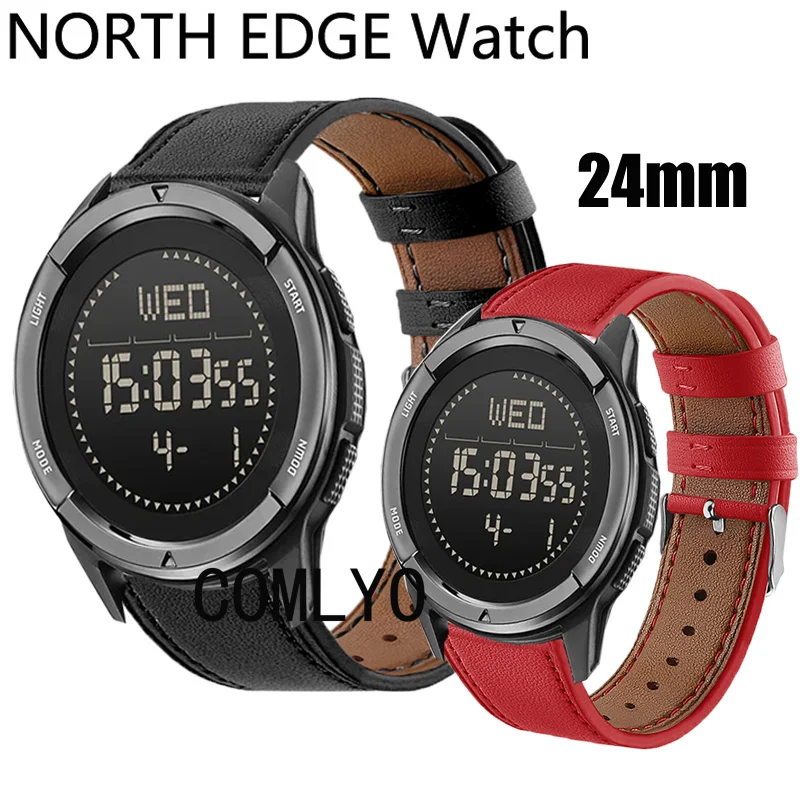 Band for NORTH EDGE ALPS APACHE 3 50MM EVOQUE 2 Strap Leather Smart watch Bands Soft Bracelet Replacement FOR Women men