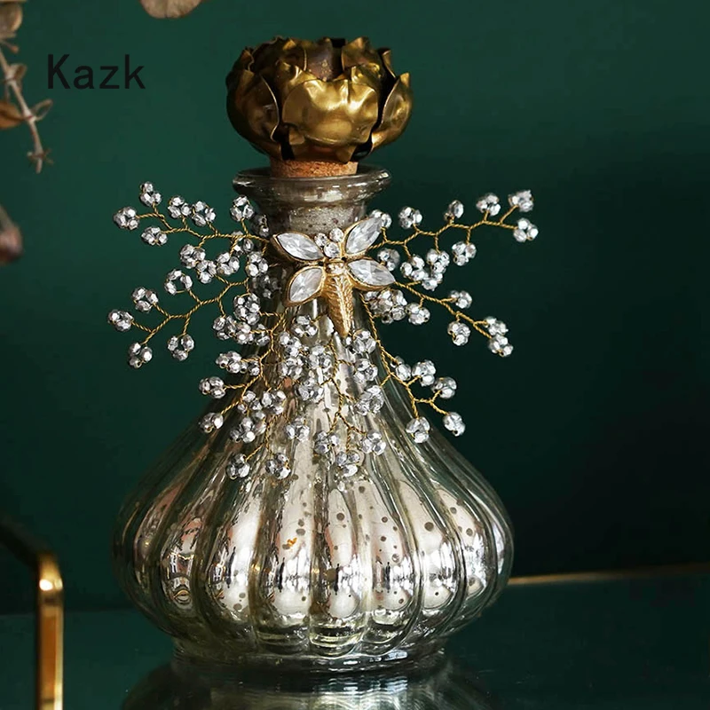 Vintage Beaded Glass Perfume Bottle Light Luxury European Aromatherapy Fragrance Bottles Art Crafts Dressing Table Ornaments