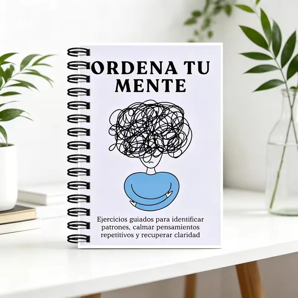 ORDENA TU MENTE Guided Reflection Journal in Spanish - Mental Health Workbook with Stress Relief Mindfulness Exercises for Self