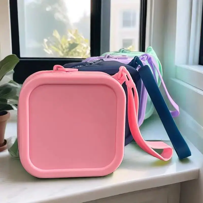 Silicone Small Cosmetic Bags Organizer Wallet Girl Coin Purse Simple Waterproof Zipper Makeup Bag Earphone Case Students