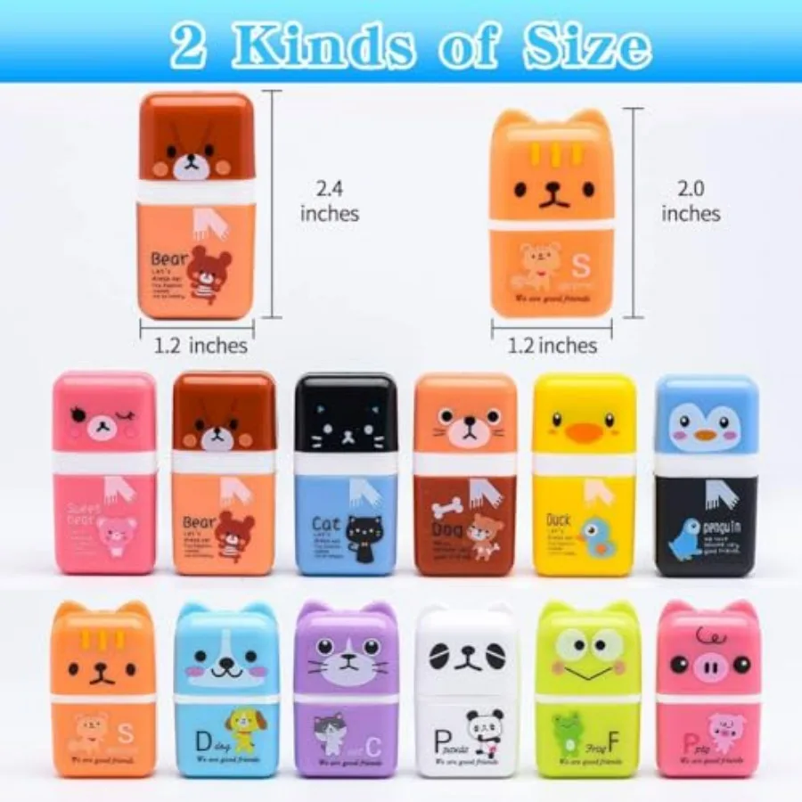 Набор из 12 милых ластиков для карандашей с роликом для очистки и футляром для бритья, идеально подходящих для школьных принадлежностей, офисных сувениров для вечеринок, подарков