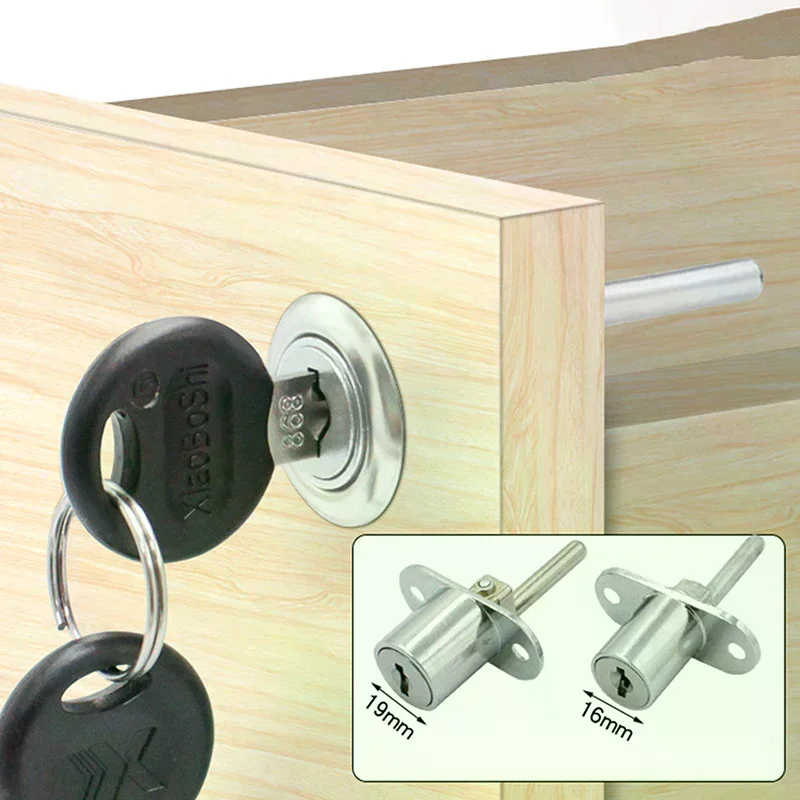 16/19mm Cabinet Lock Zinc Alloy Furniture Desk Draw Pedestal Lock Office Home Filing Cabinet Lock With 2 Keys