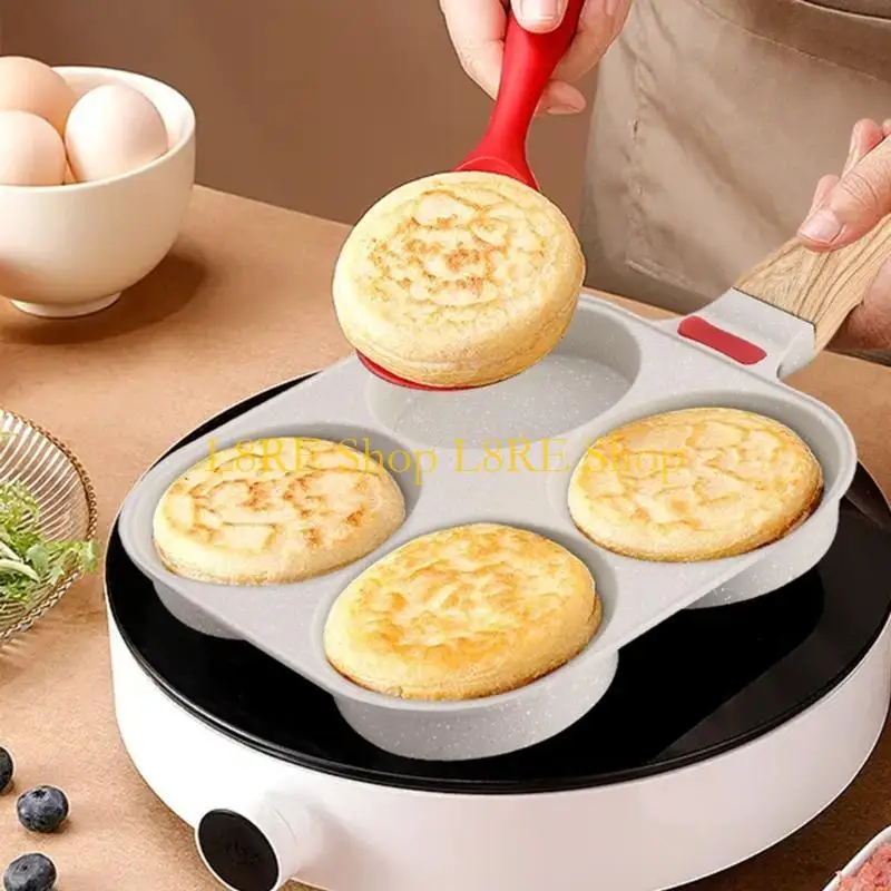 아침 식사를위한 4 컵 팬케이크 팬 쿠커와 함께 L8RE 프리드 Eggspan