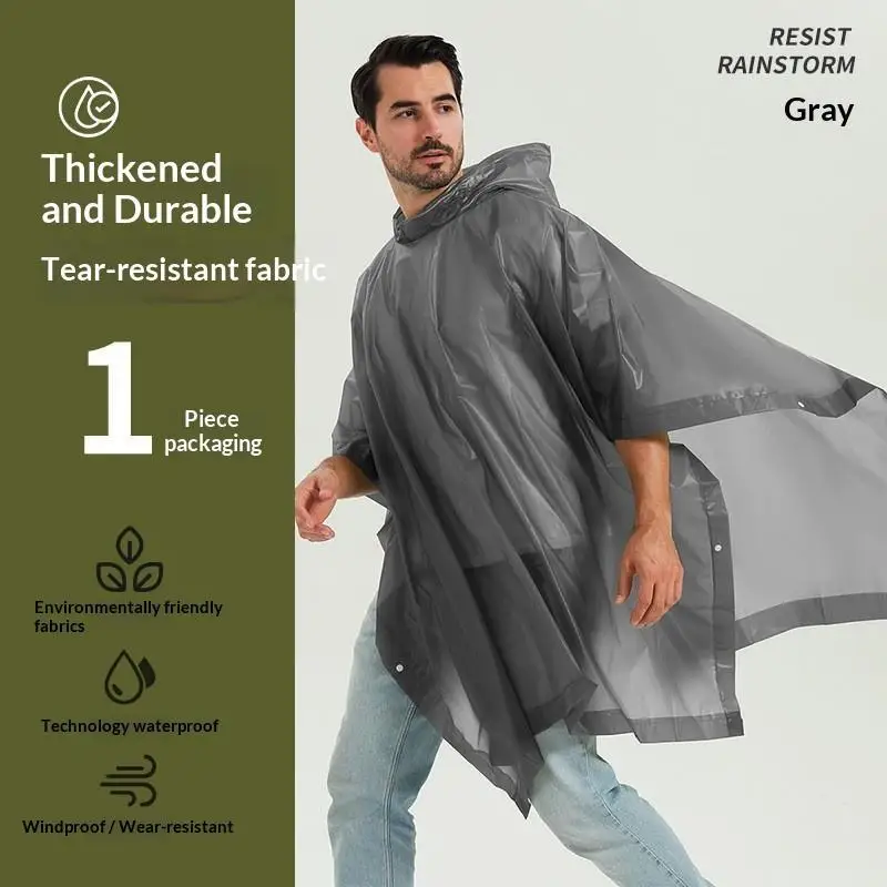 Transparent Windproof Rain Coat EVA Waterproof Bicycle Motorcycle Rain Poncho for Adult Men Women Hiking