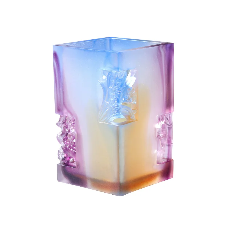 Yjq glazed pen holder Chinese style gift for teacher leadership desk practical ornament handicrafts