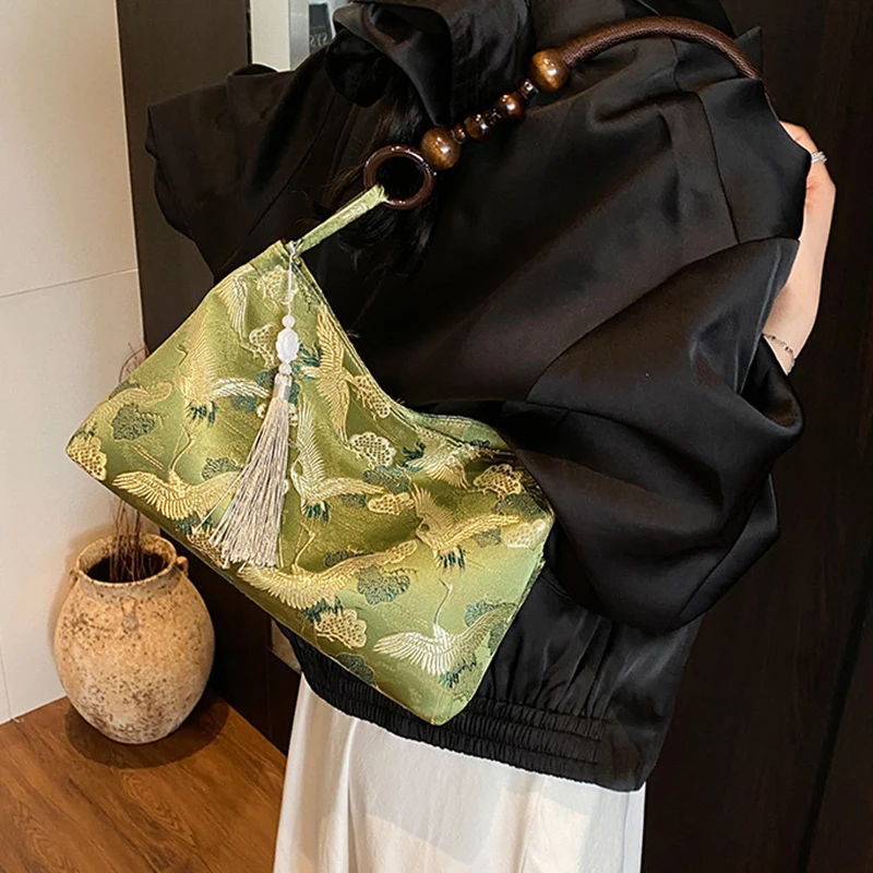 NamcheBarwa Chinese Style Shoulder Bag Tassel Embroidered National Style Hasp Sewing Thread Spring New Hot Sale Women's Handbags