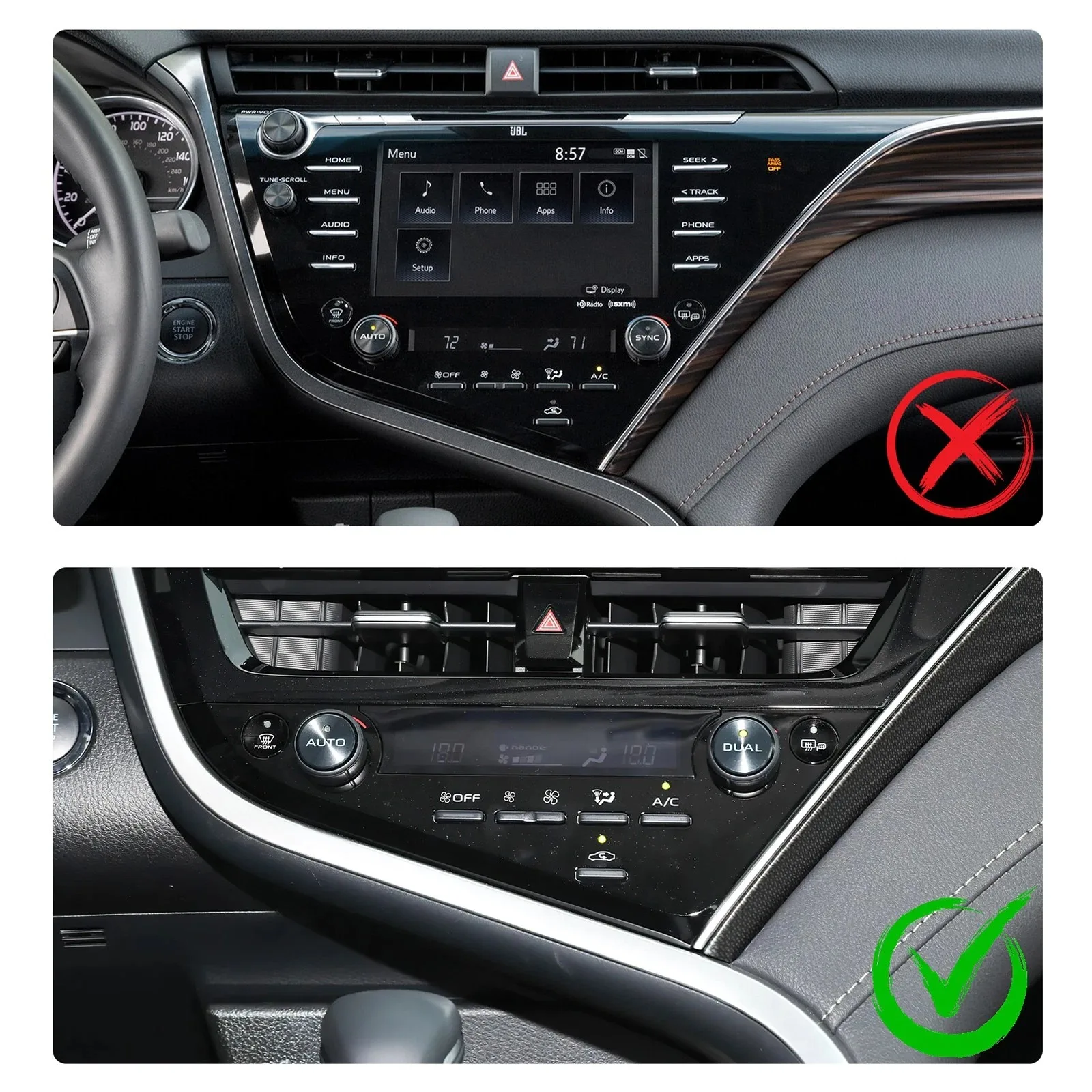 For Toyota For Camry 2018-2024 Central Control Knob Frame Sticker Compatible with LHD and RHD Models Carbon Fiber Finish
