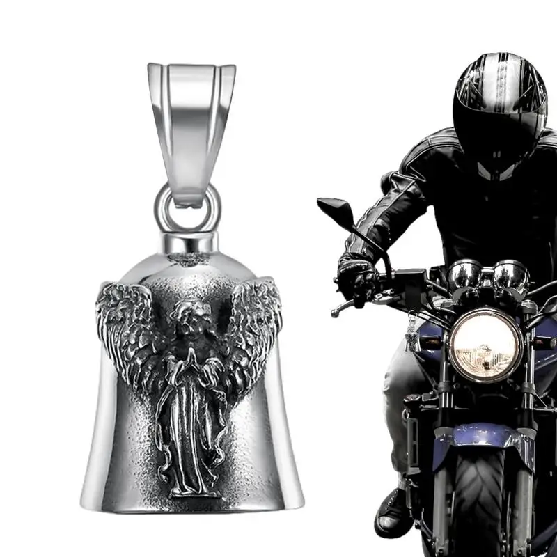 Guardian Bell Cross Lucky Bell Angel Wing Knight Eychain Keychain Motorcycle Riding Guardian Bell For Luck Motorbike Accessories